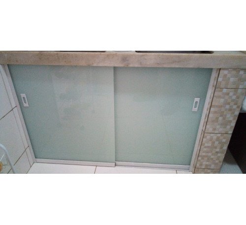 KIT PIA DE VIDRO COM ADESIVO BRANCO